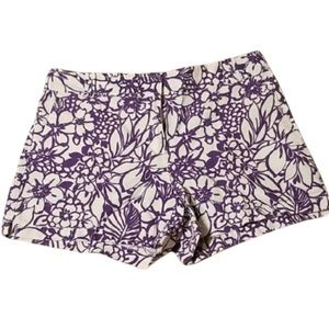 New York & Company Shorts Linen Purple Floral Size 8